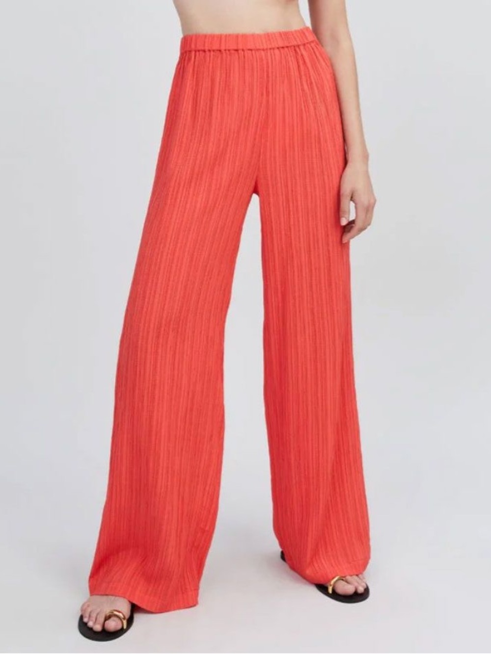 Solid & Striped The Milly Pants Lava Orange Red Pleated Wide Leg Knit NWT XL